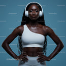 Confident Woman in Athletic Wear with Headphones