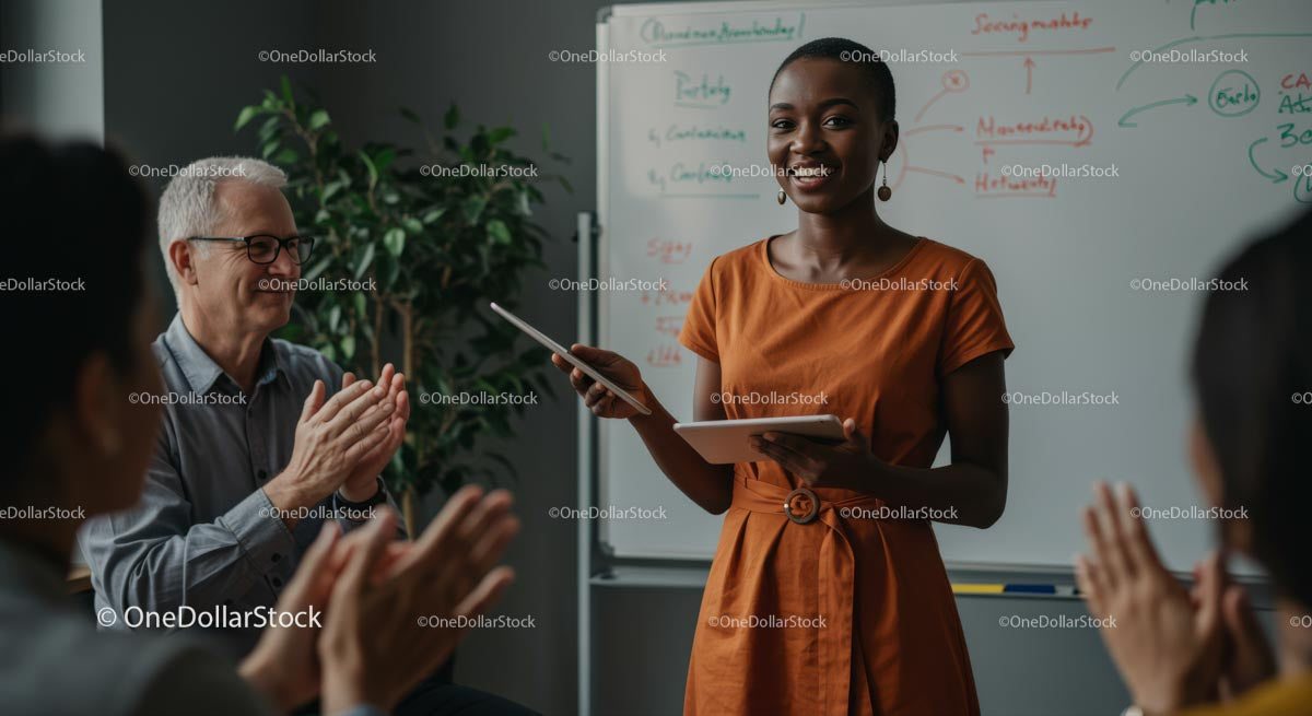 Successful Team Presentation Encourages Applause