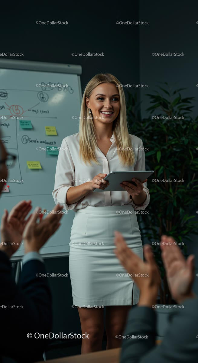 Pewna siebie bizneswoman prowadząca prezentację