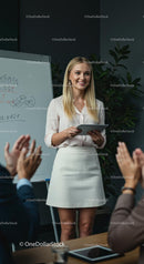 Confident Businesswoman Leading an Office Presentation
