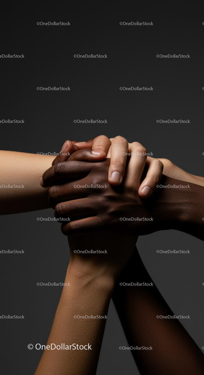 Diverse Hands United in Strong Bond of Solidarity