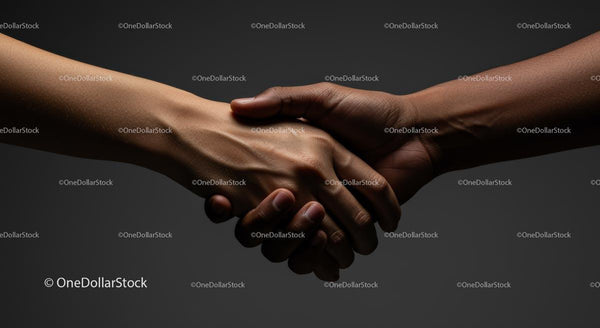 Różnorodne dłonie ściskające się w jedności i partnerstwie