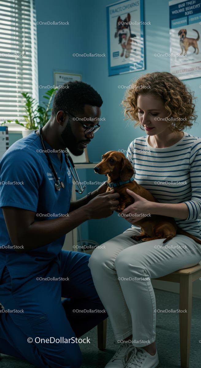Dachshund Receiving Care at Veterinary Clinic
