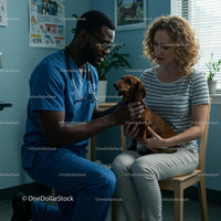 Veterinarian Examining Dachshund at Clinic