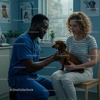 Veterinarian Examining Dachshund in Clinic