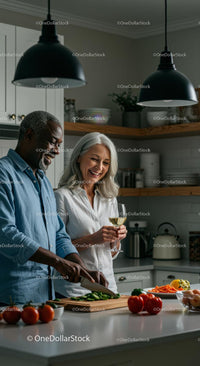 Happy Couple Cooking Together in Modern Kitchen