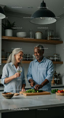 Senior Couple Enjoying Cooking Together in Modern Kitchen