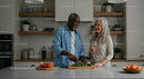 Happy Senior Couple Cooking Together in Modern Kitchen