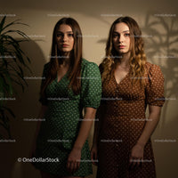Vintage Elegance with Polka Dot Dresses and Dramatic Lighting