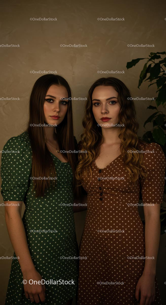 Elegant Women in Polka Dot Dresses
