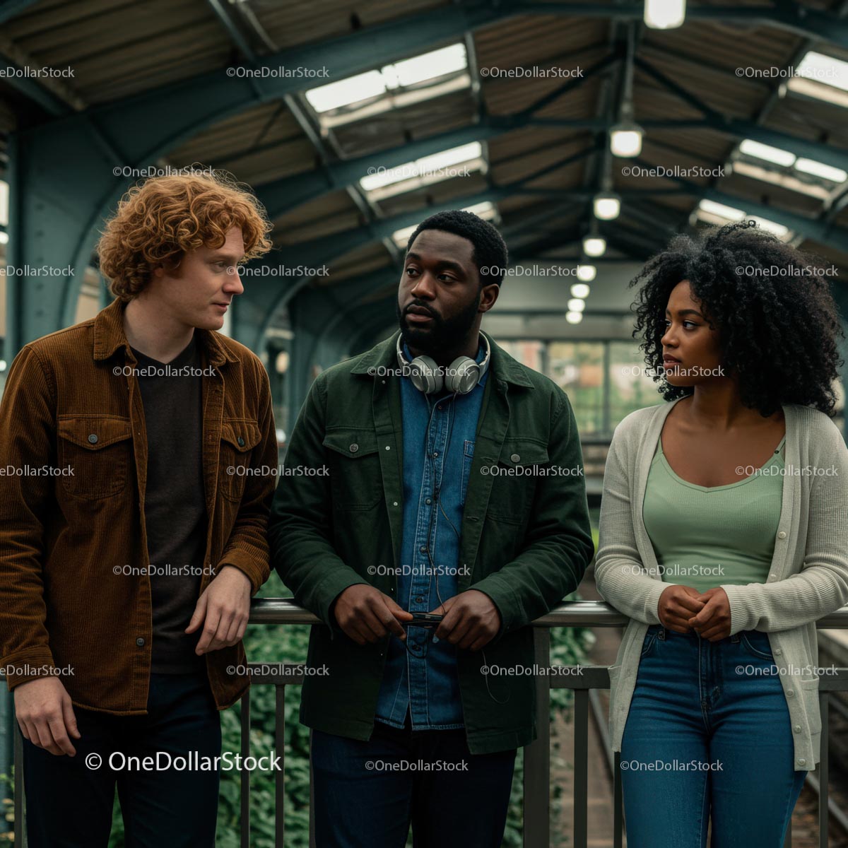 Young Adults Engaging in Vibrant Urban Conversation