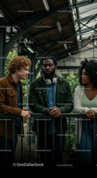 Diverse Group Engaging in Conversation in Urban Setting