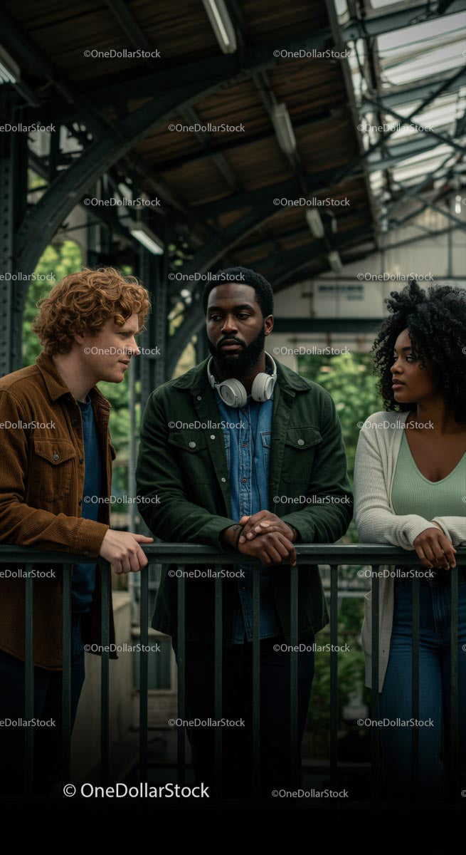 Diverse Group Engaging in Conversation in Urban Setting