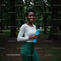 Woman Enjoying Outdoor Workout in Green Leggings