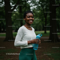 Smiling Woman Enjoying an Outdoor Workout in the Park
