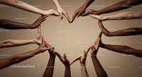 Diverse Hands Creating Heart Shape Symbolizing Unity