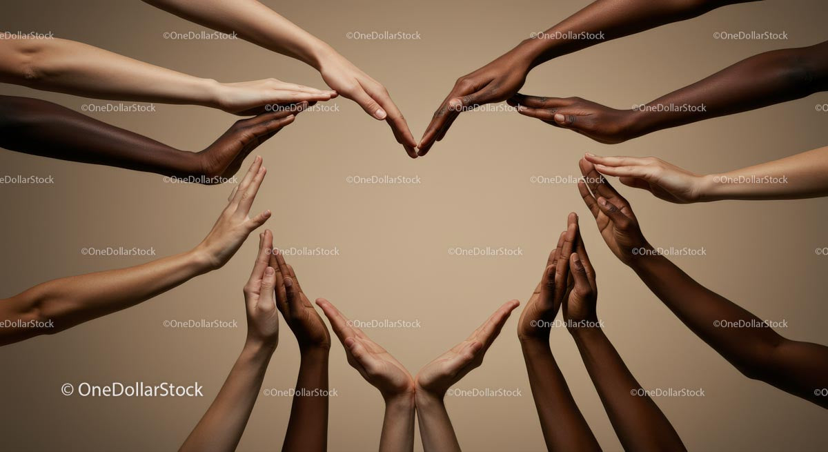 Diverse Hands Forming a Symbol of Unity