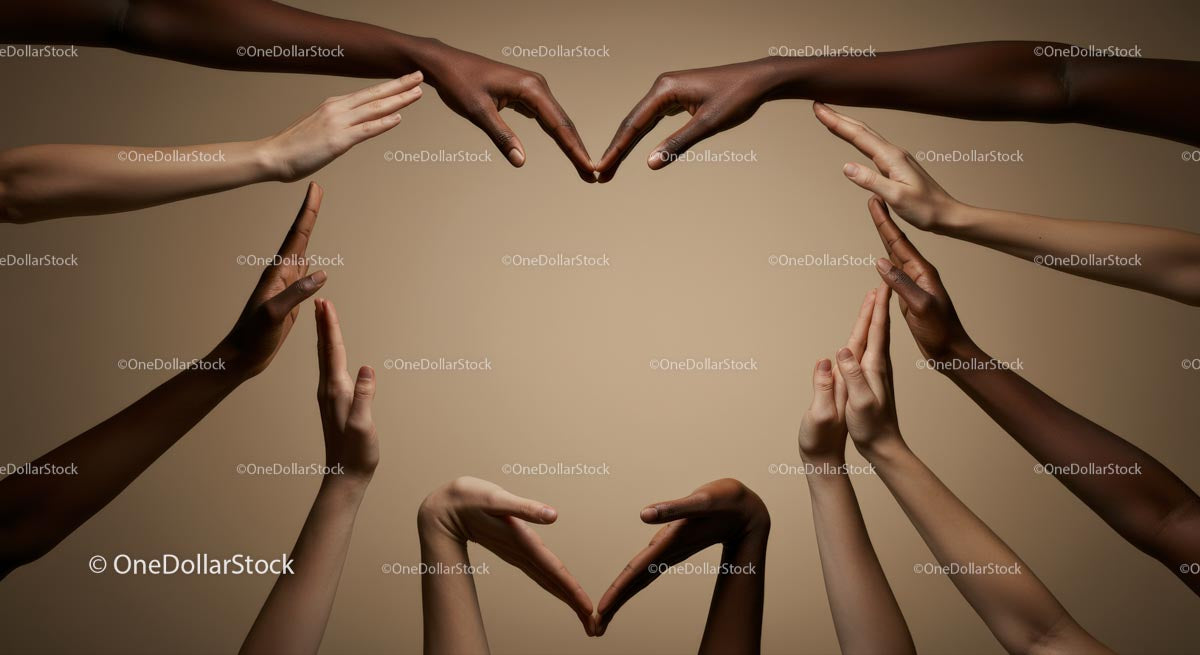 Diverse Hands Creating Heart Shape in Unity