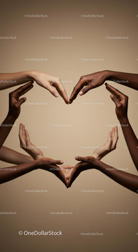 Diverse Hands Forming Heart Shape in Unity