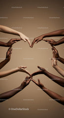 Diverse Hands Forming a Heart Symbol of Unity