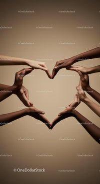 Diverse Hands Forming a Heart Symbol