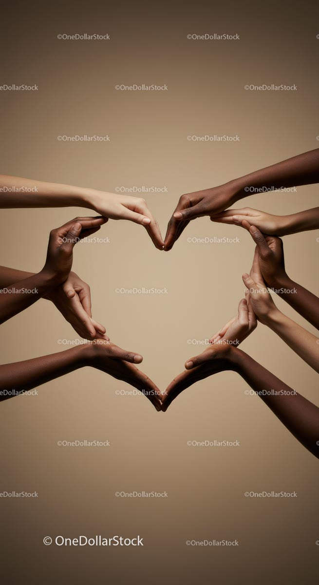 Diverse Hands Forming a Heart Symbol