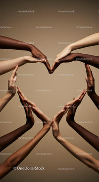 Diverse Hands Forming Heart Shape in Unity