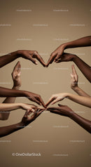 Diverse Hands Forming Heart Shape in Unity