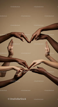 Diverse Hands Forming Heart Shape in Unity