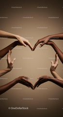 Diverse Hands Forming Heart Shape in Unity