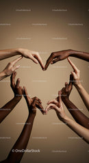Diverse Hands Forming Heart Shape in Unity
