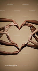 Diverse Hands Creating Heart Shape Symbolizing Unity
