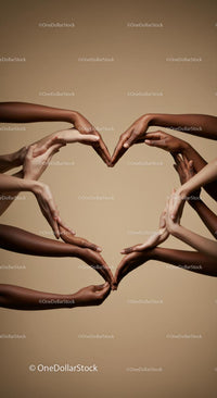 Diverse Hands Forming Heart Shape in Unity
