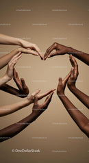 Diverse Hands Forming Heart Shape in Unity