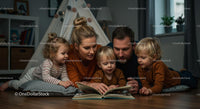 Family Story Time in Cozy Living Room Setting