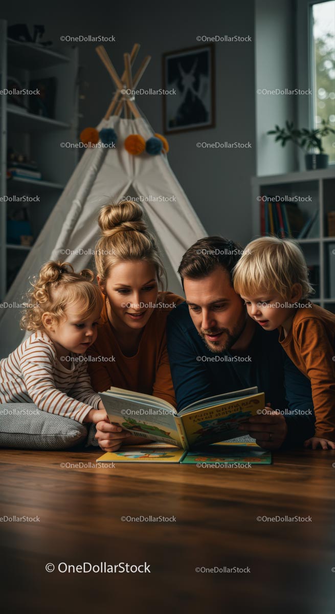 Family Reading Time in Cozy Indoor Tent Setting