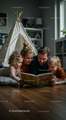 Family Enjoying Story Time Together in Cozy Home