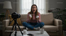 Beauty Vlogger Filming Skincare Tutorial in Cozy Home