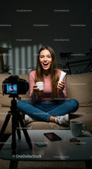 Beauty Influencer Filming Skincare Tutorial at Home