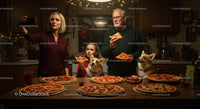Family Enjoying Pizza Night with Cozy Holiday Vibes