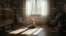 Toddler Playing with Wooden Toys in Sunlit Nursery