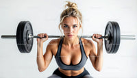 Fit Woman Lifting Barbell in Intense Gym Workout