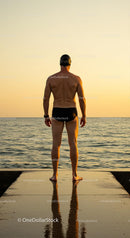 Swimmer Enjoying Tranquil Ocean Sunset