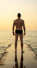 Swimmer Contemplating the Ocean at Sunset