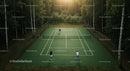 Tennis Players Competing on Forest-Set Outdoor Court