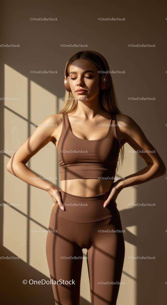Woman in White Activewear Relaxing with Headphones