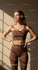 Woman in Brown Outfit Relaxing in Sunlit Room