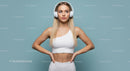 Blonde Woman in Athletic Wear with Headphones