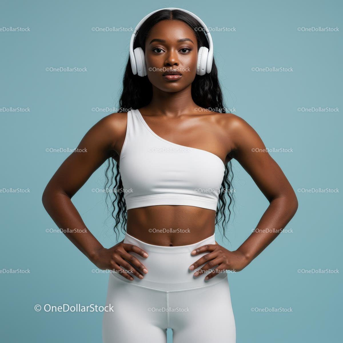 Confident Fitness Woman in Stylish White Sportswear