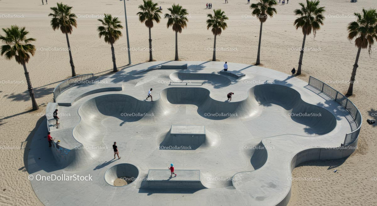 Aerial View of Skatepark by the Beach